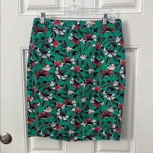 J Crew Floral Green Skirt size 8
